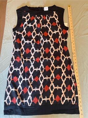 Blu Sage Navy Cream & Red Printed Sleeveless Dress with pockets